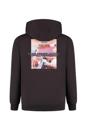 hoodie met backprint donkerbruin