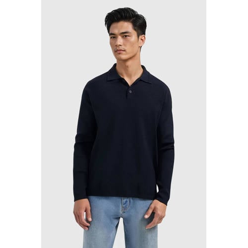 Pure Path trui fijn gebreid donkerblauw afbeelding