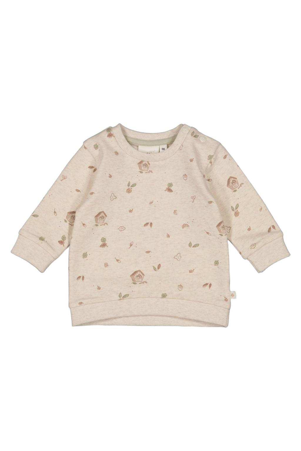 Ecru jongens en meisjes Feetje sweater Fall Favorites met lange mouwen, ronde hals en drukknoopsluiting