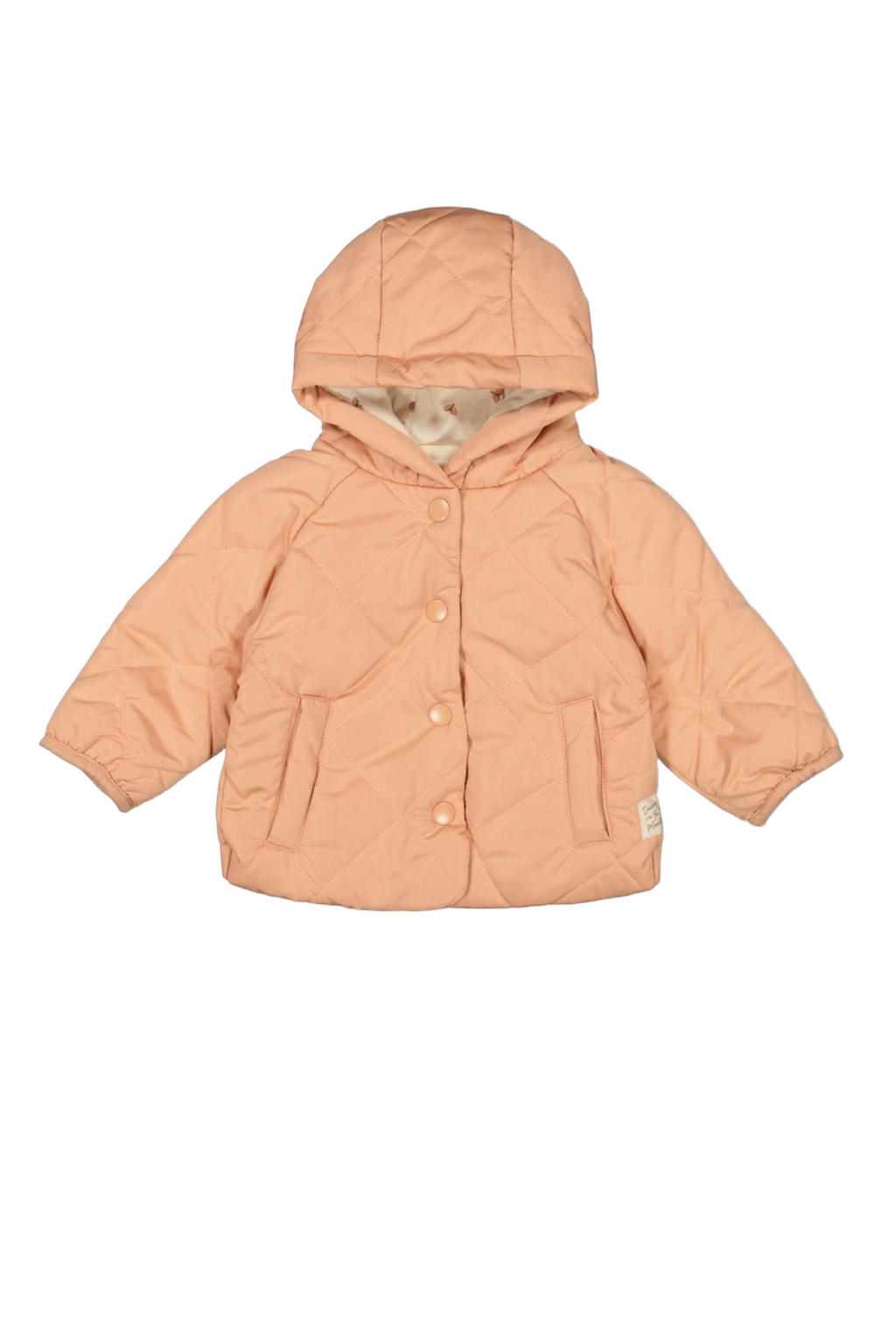 Zalmkleurige meisjes Feetje gewatteerde jas Dancing In The Moonlight roze van polyester met lange mouwen en drukknoopsluiting