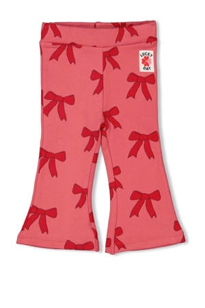 flared broek Queen of Hearts roze/rood
