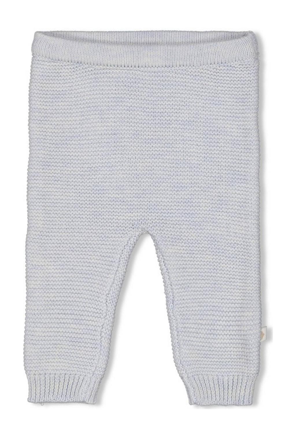 Blauwe jongens Feetje regular babybroek The Knits van katoen met effen