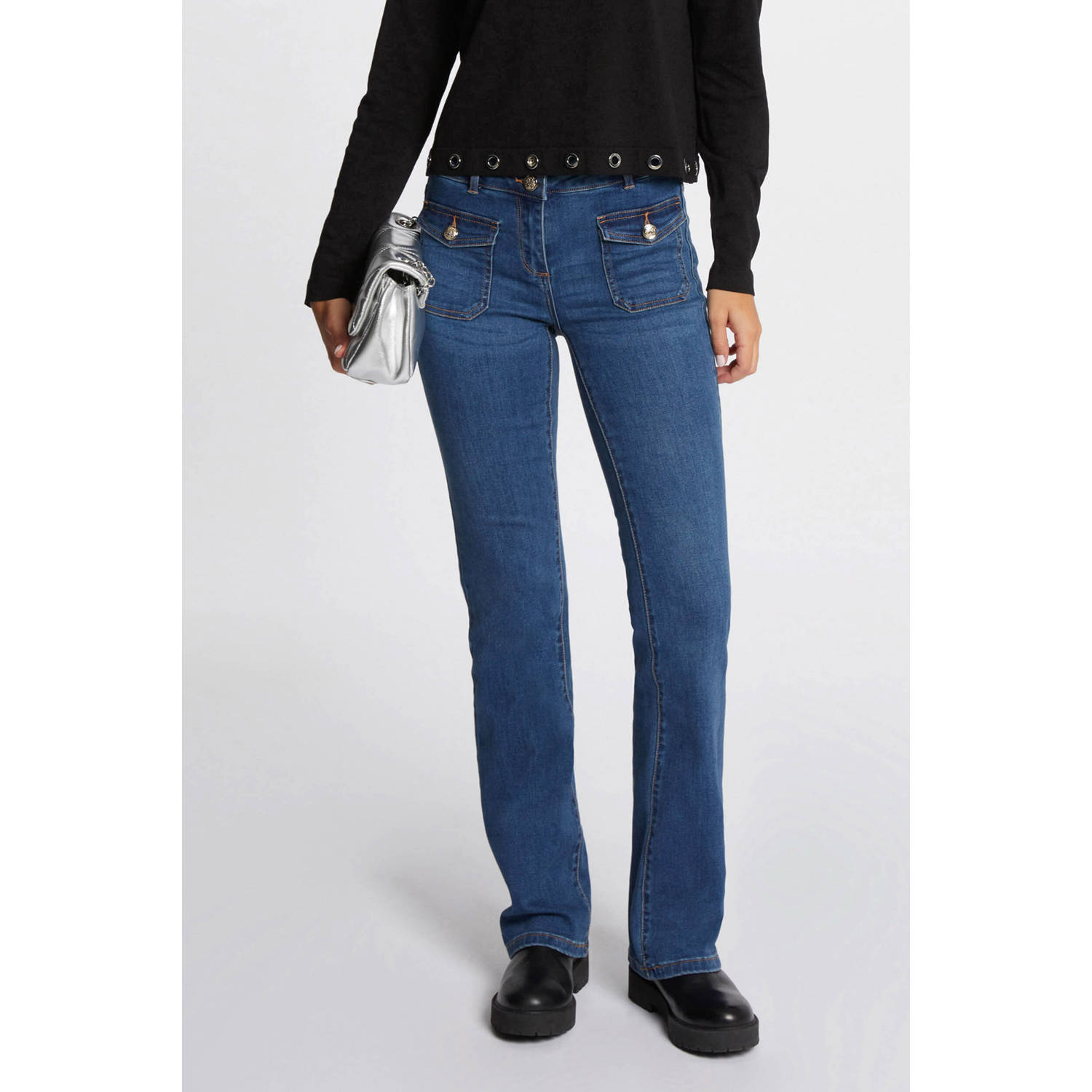 Morgan flared jeans dark blue denim
