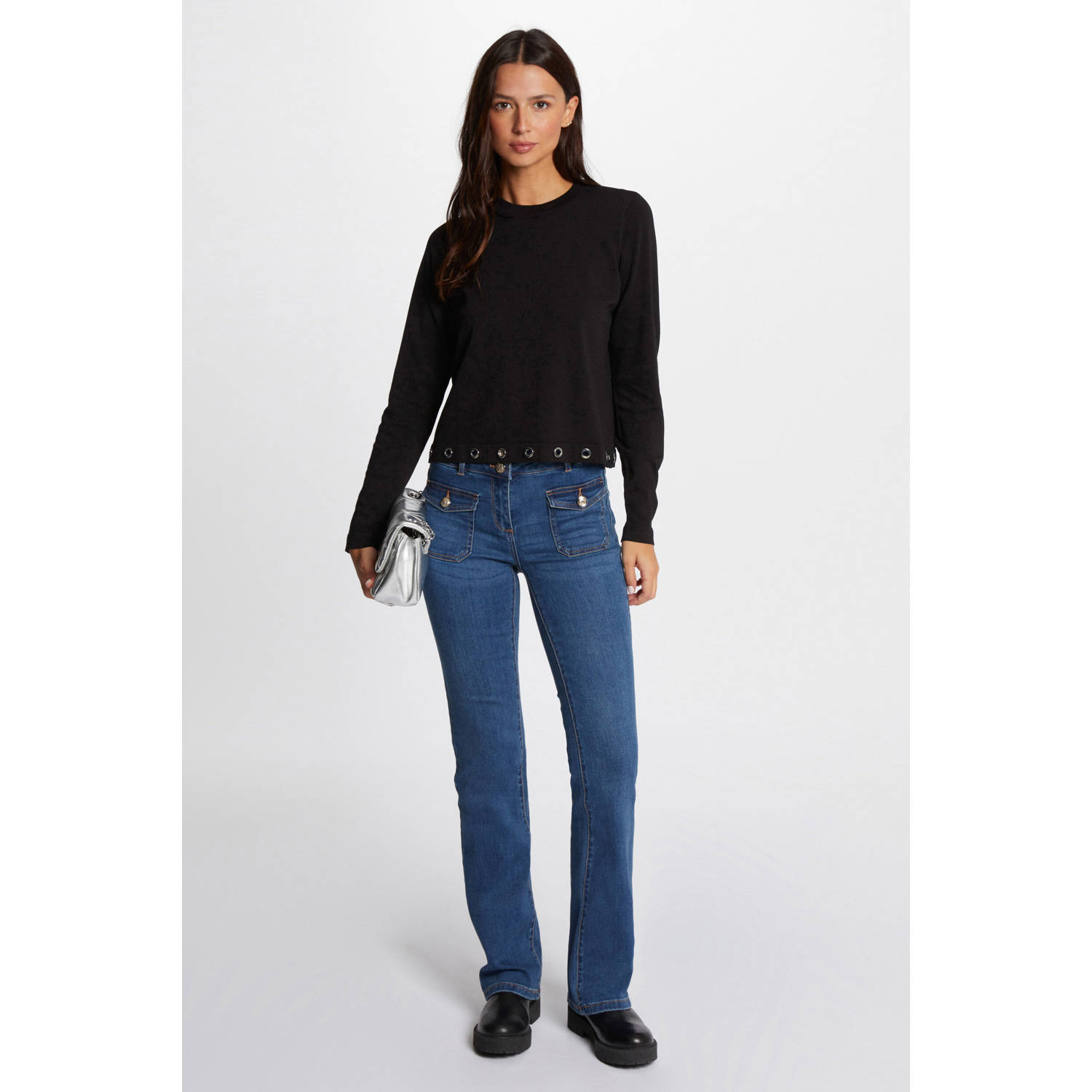 Morgan flared jeans dark blue denim