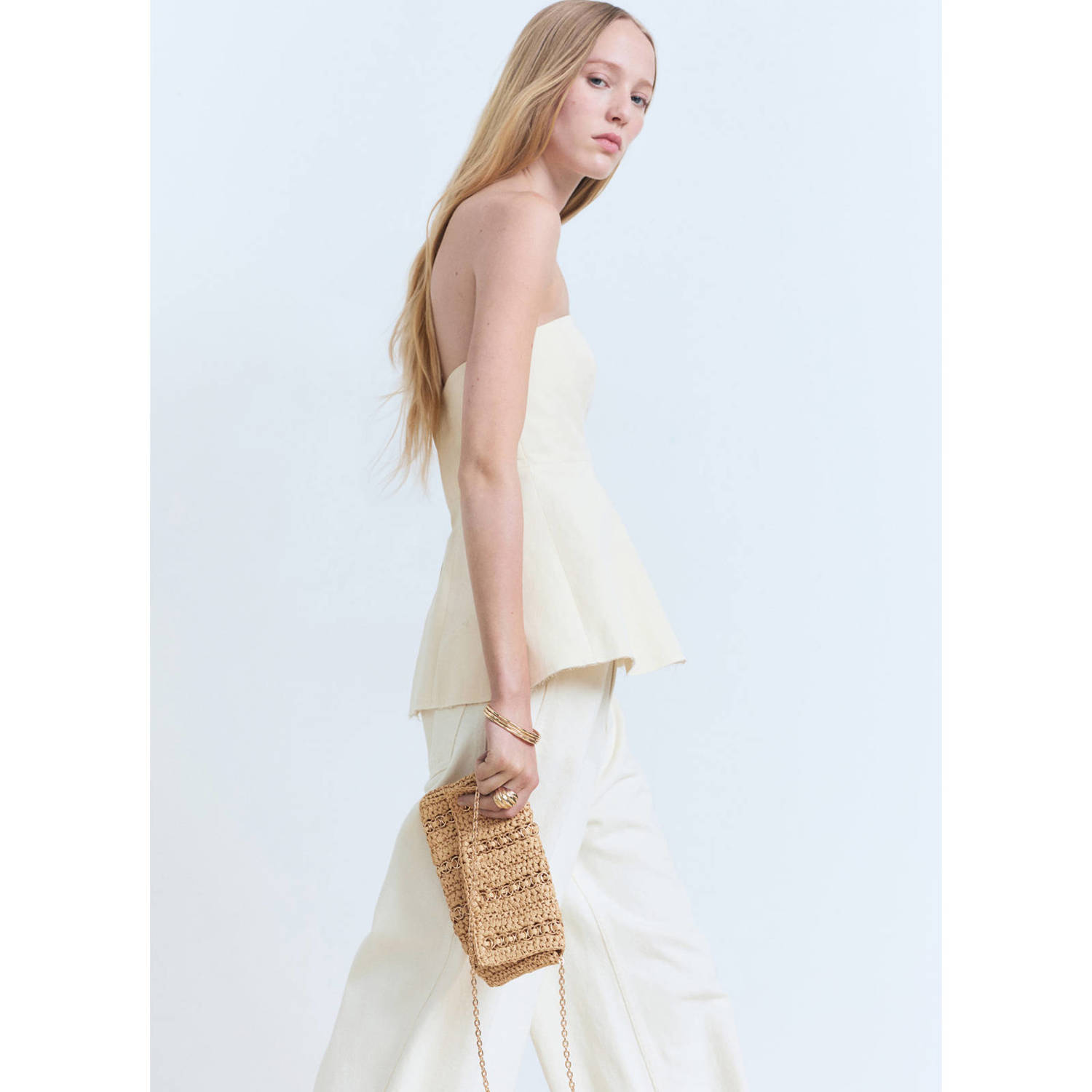 Mango crossbody tas naturel