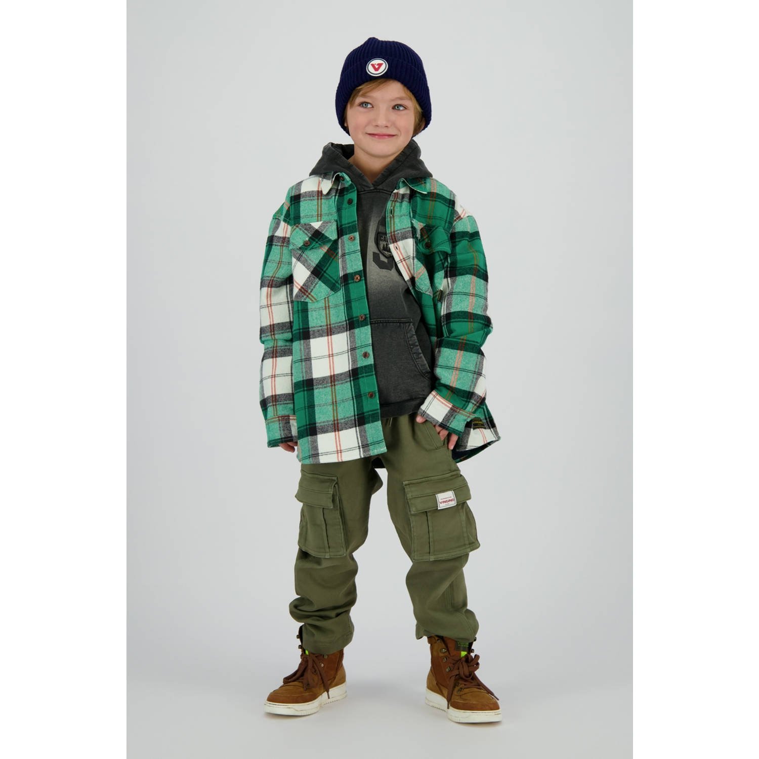 Vingino denim loose casual broek groen