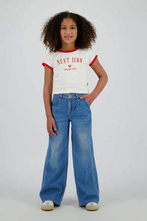wide leg jeans medium blue denim