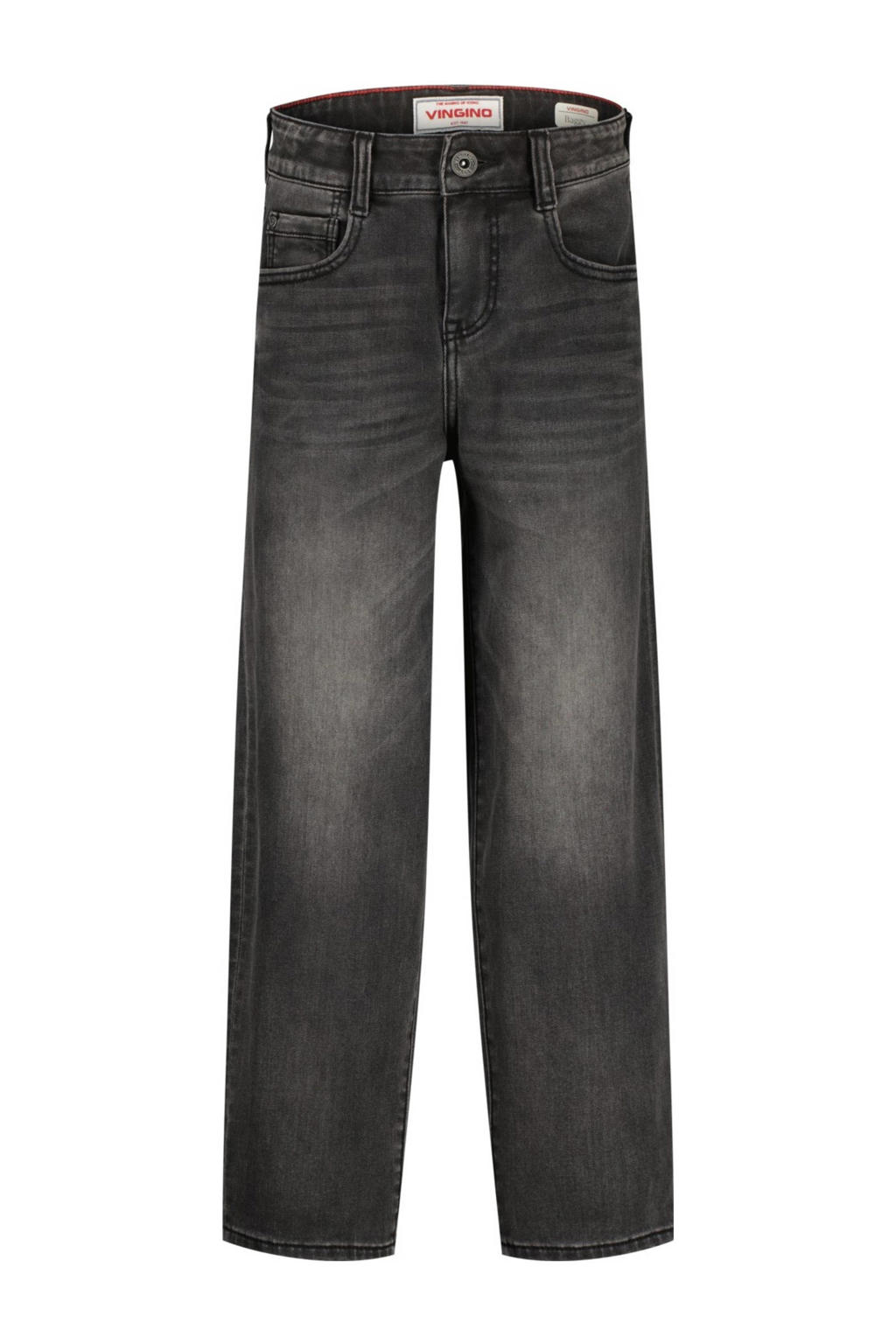 Black denim jongens Vingino loose fit jeans black van denim met regular waist en effen