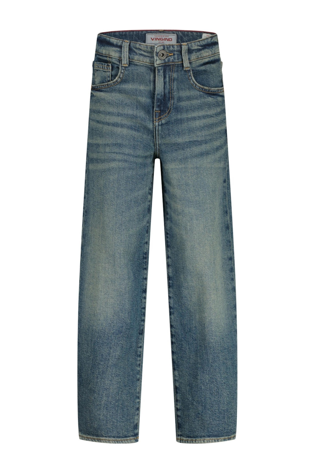 Medium blue denim jongens Vingino loose fit jeans van denim met regular waist en effen