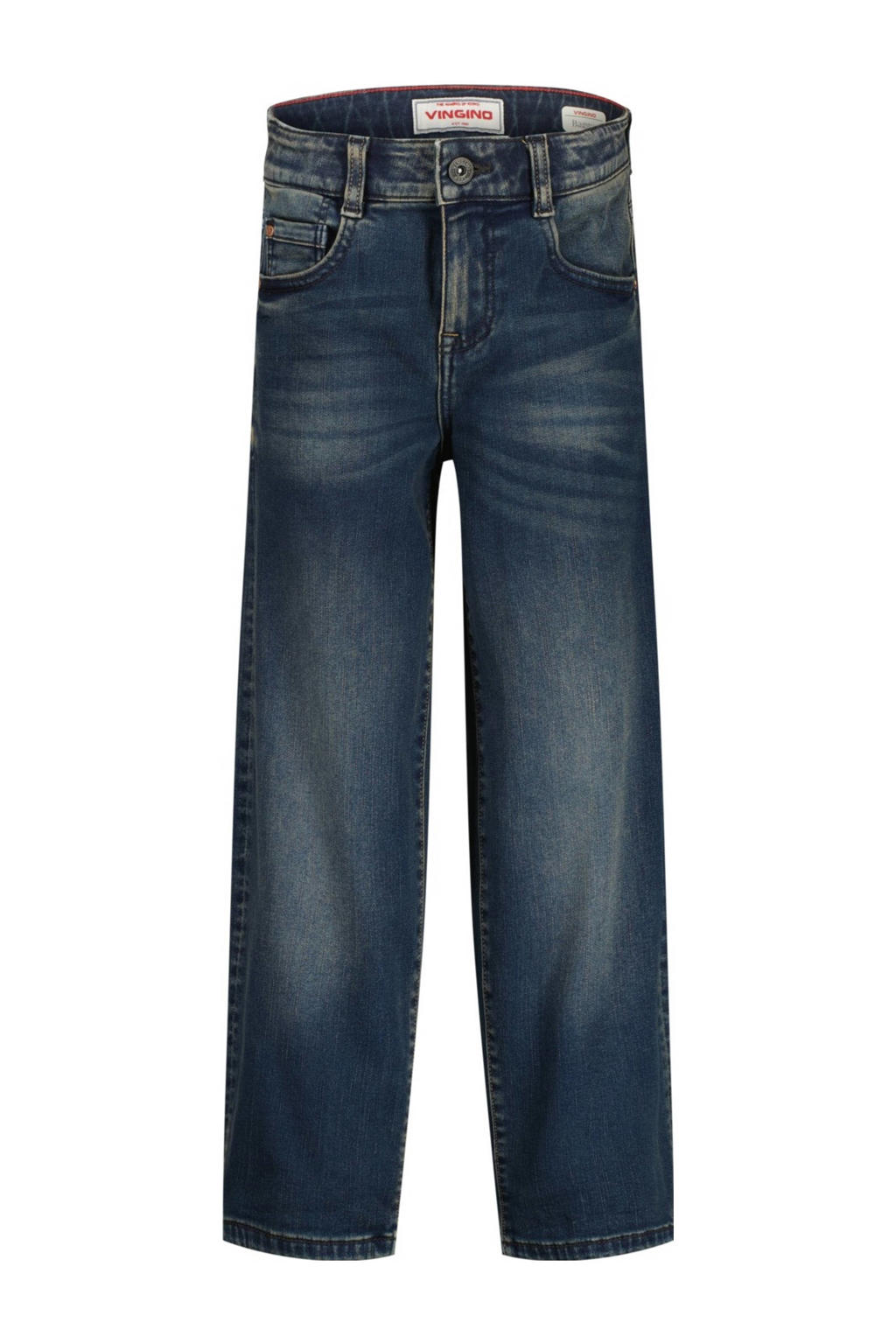 Dark blue denim jongens Vingino loose fit jeans dark blue van denim met effen