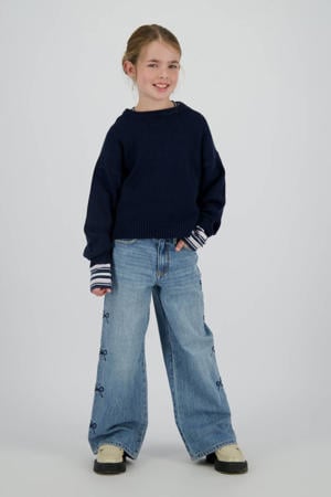wide leg jeans medium blue denim