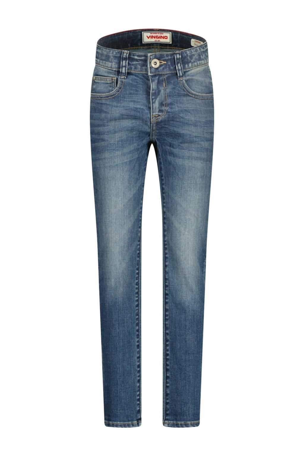Medium blue denim jongens Vingino skinny jeans van denim met regular waist, rits- en knoopsluiting en effen