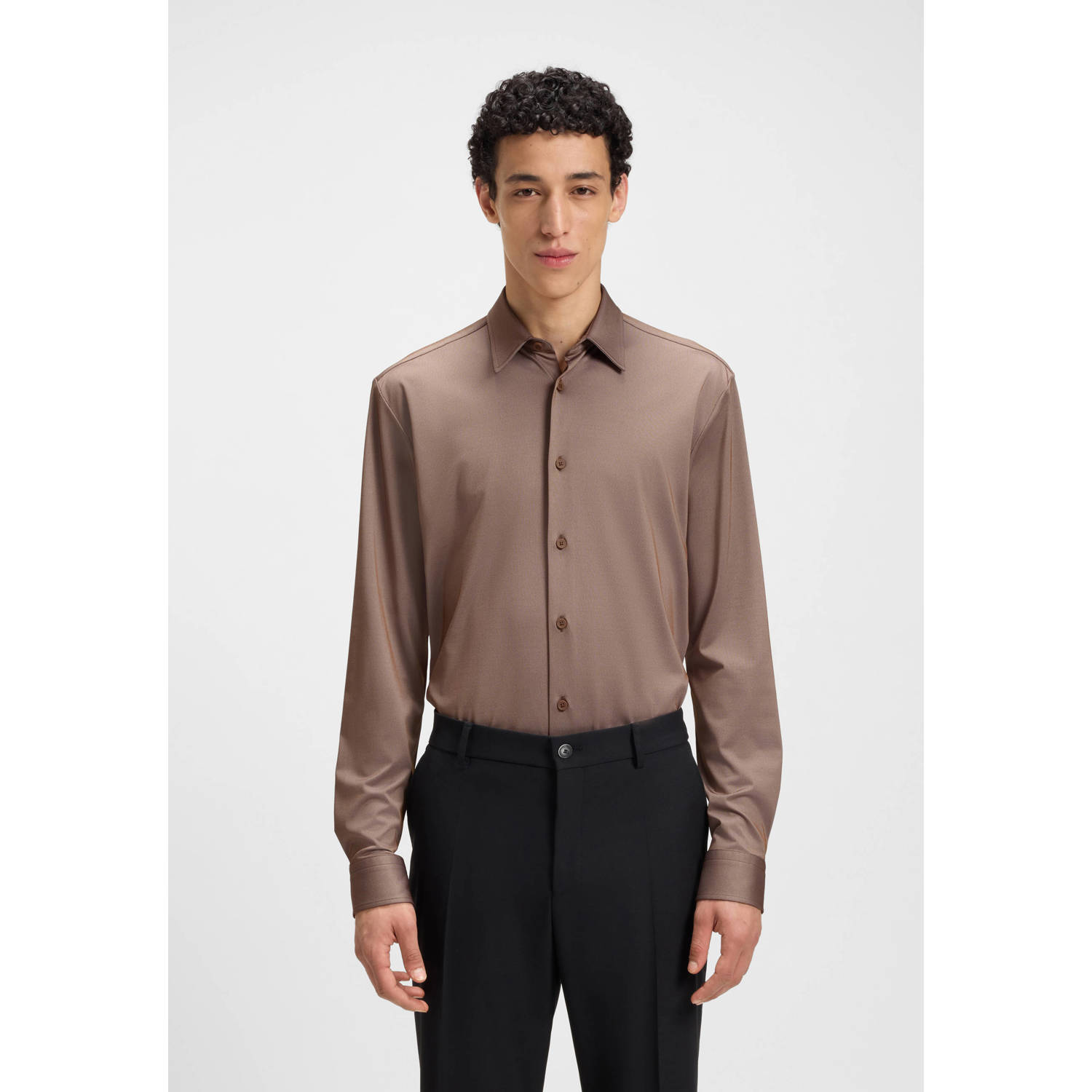 Boss Slim fit zakelijk overhemd van ademend materiaal