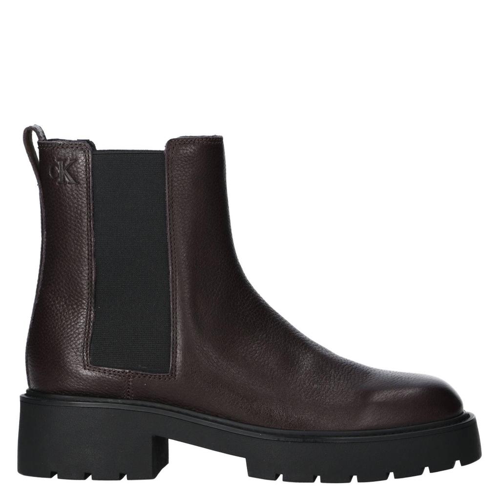 Bruine dames Calvin Klein leren chelseaboots met elastische inzet