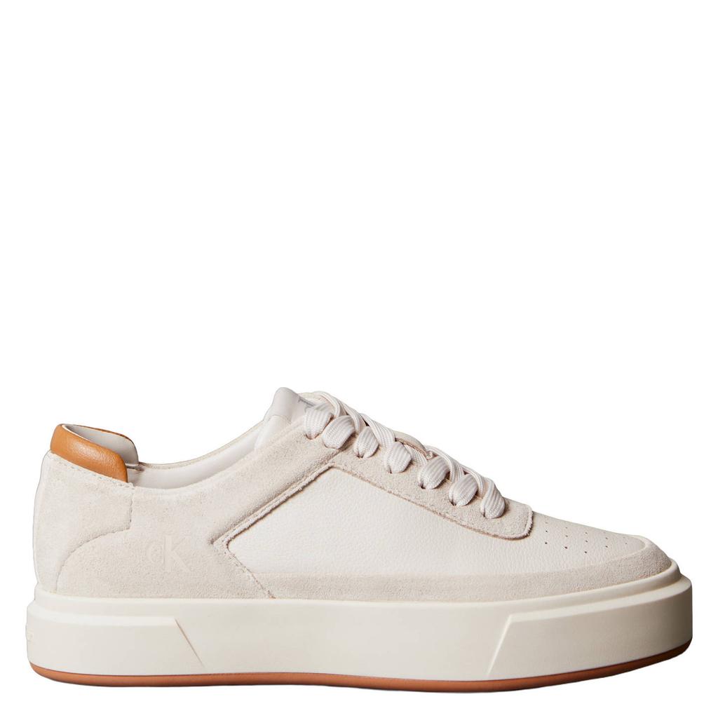 Ecru dames Calvin Klein leren sneakers met veters
