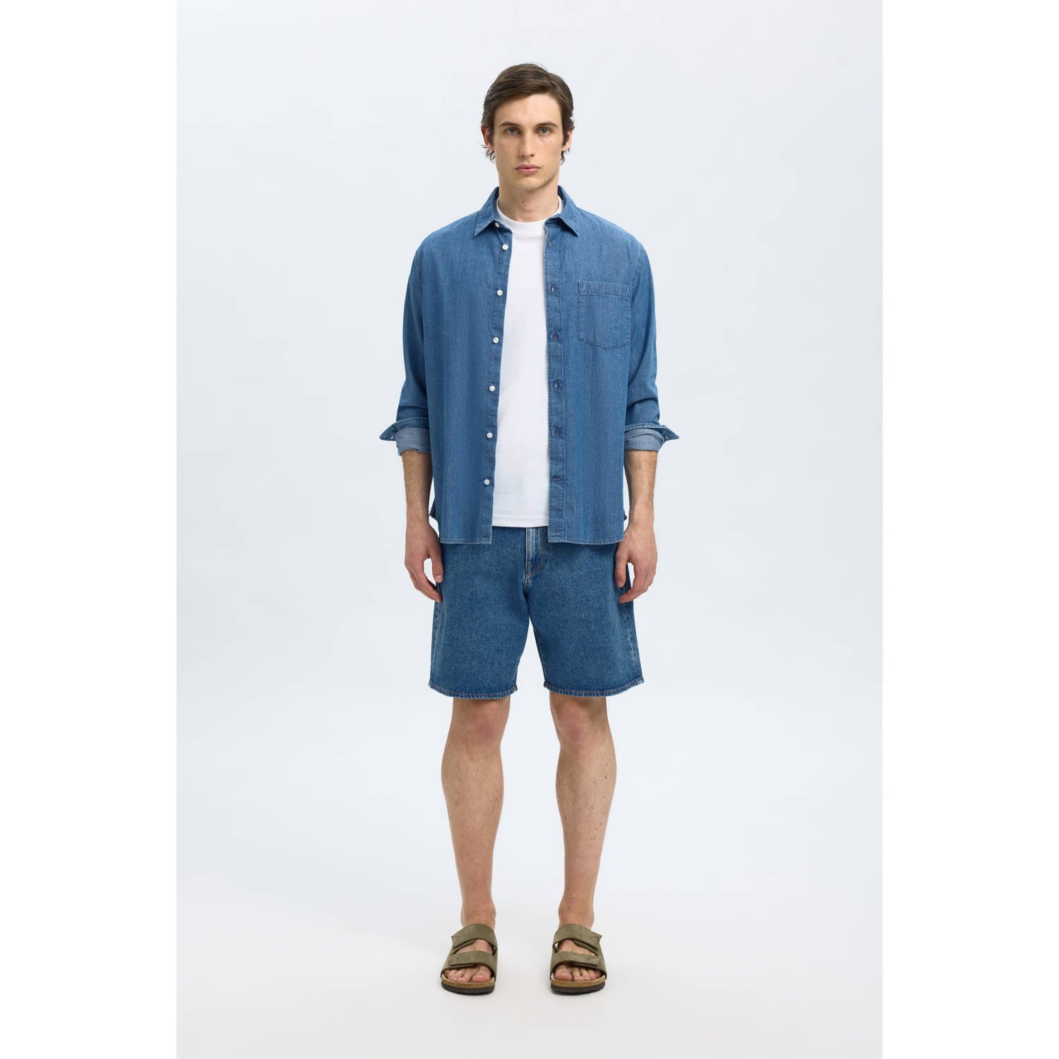 SELECTED HOMME denim regular short SLHREG ALEX blauw