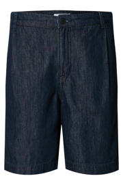 thumbnail: Selected denim loose short dark blue denim