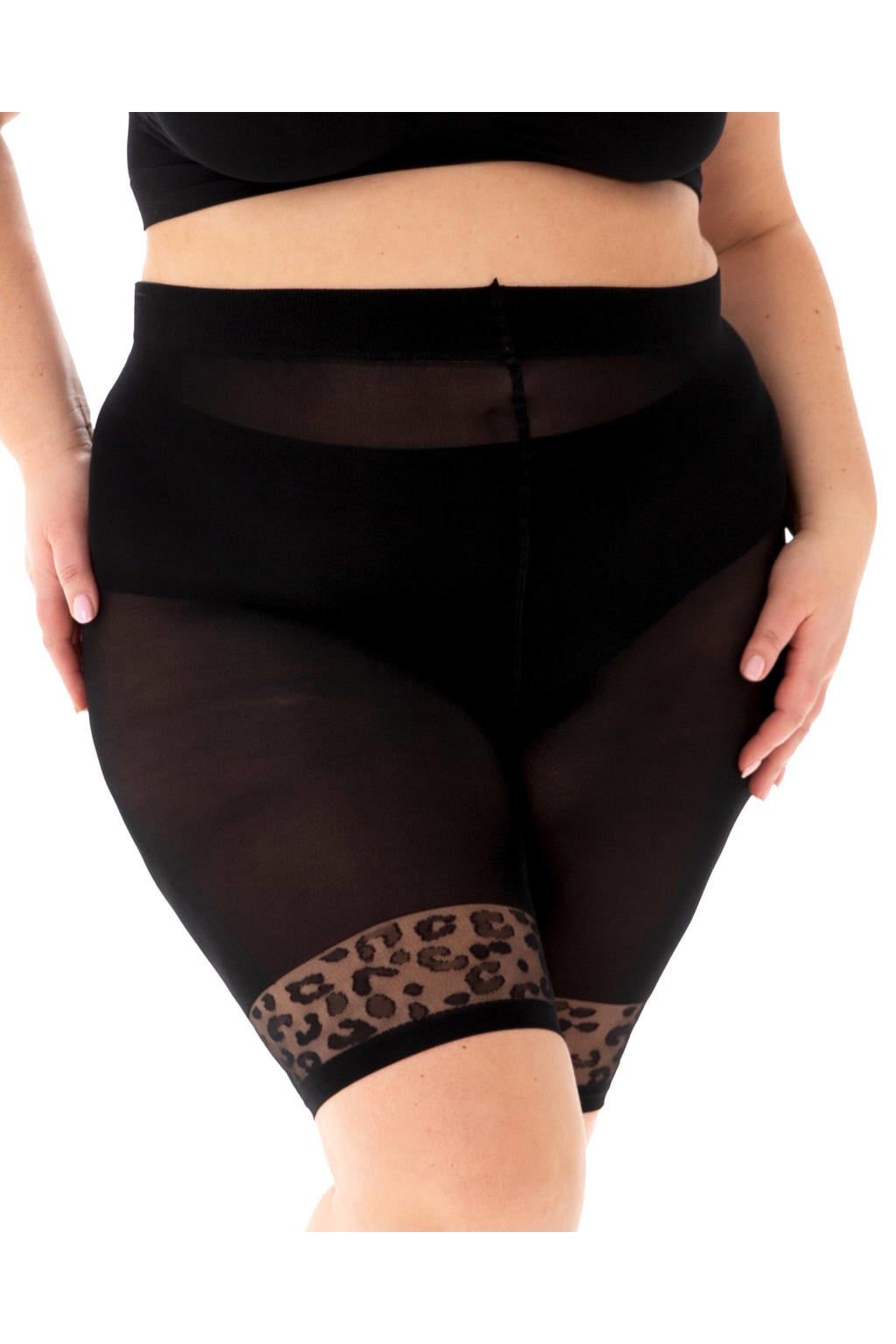 Zwarte dames Pamela Mann cycling short van polyamide met skinny fit, high waist en dierenprint