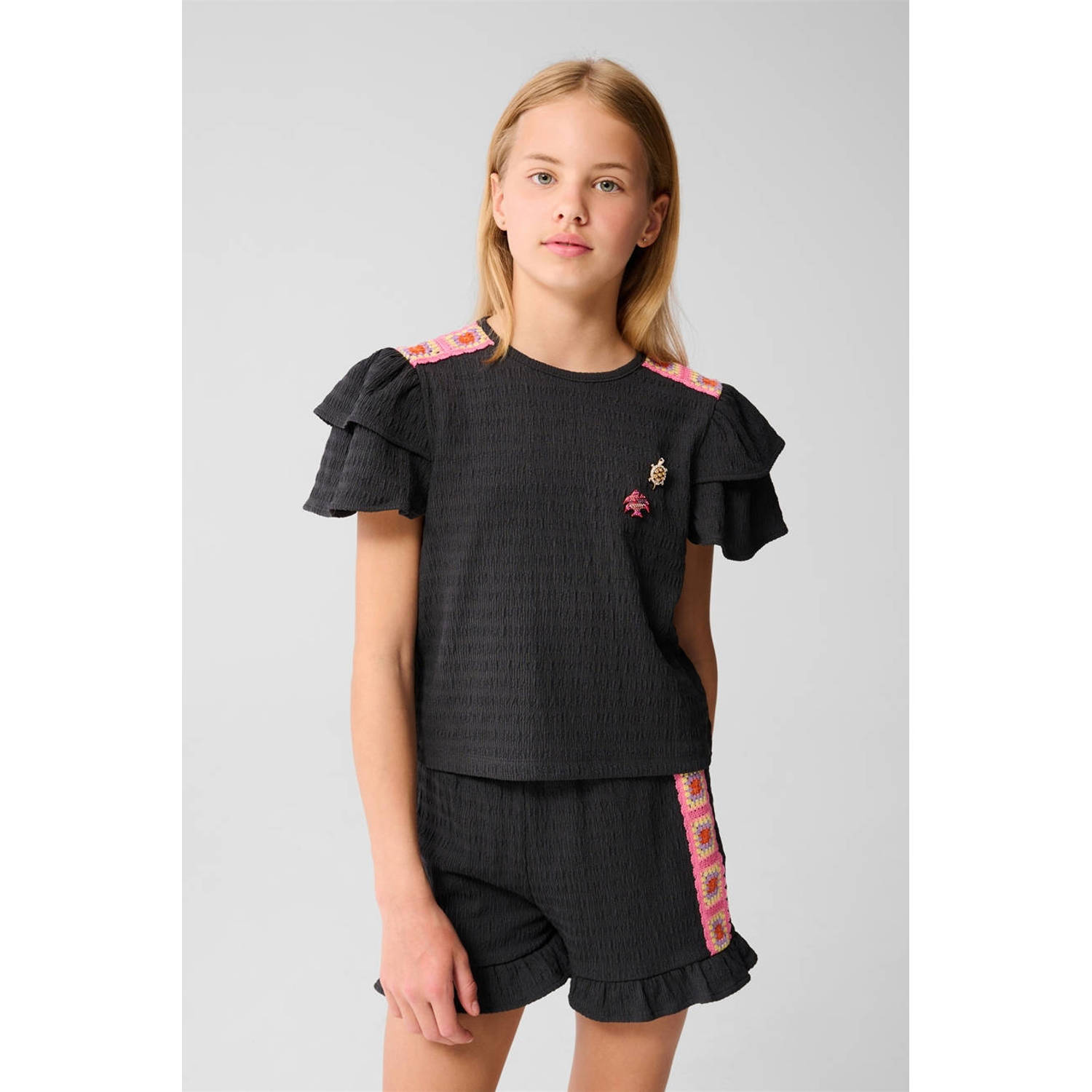 Shoeby T-shirt antraciet crochet