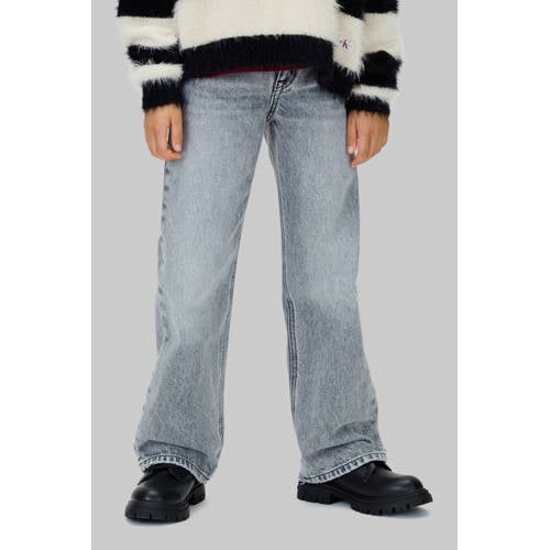 Calvin Klein high waist wide leg jeans grey denim afbeelding