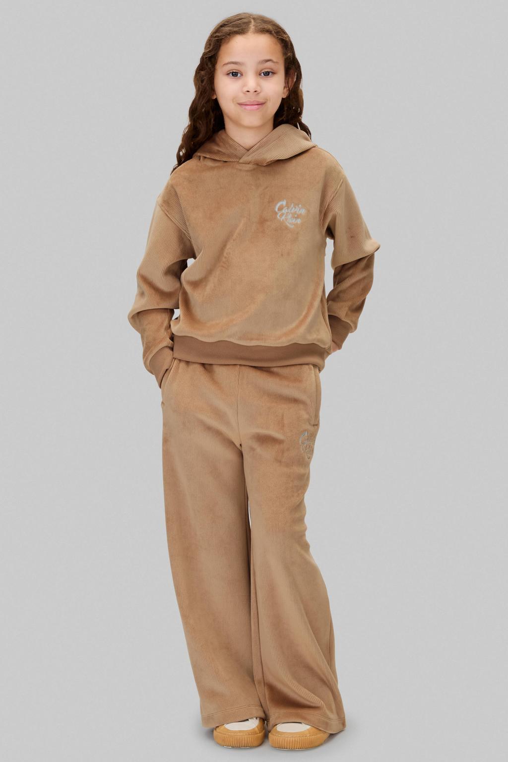 Calvin Klein fluwelen hoodie + broek lichtbruin