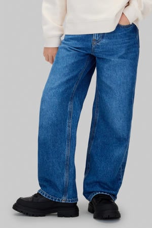 wide leg jeans medium blue denim