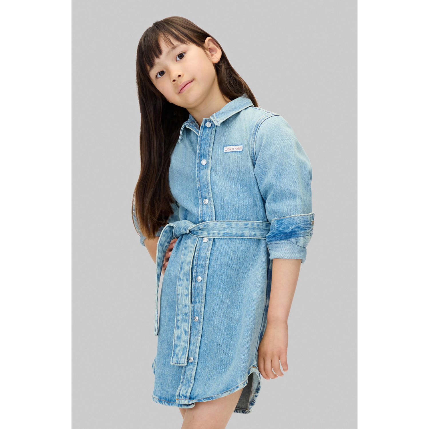 Calvin Klein blousejurk light blue denim