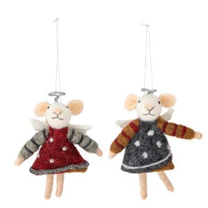 kersthanger wol muis (set van 2)