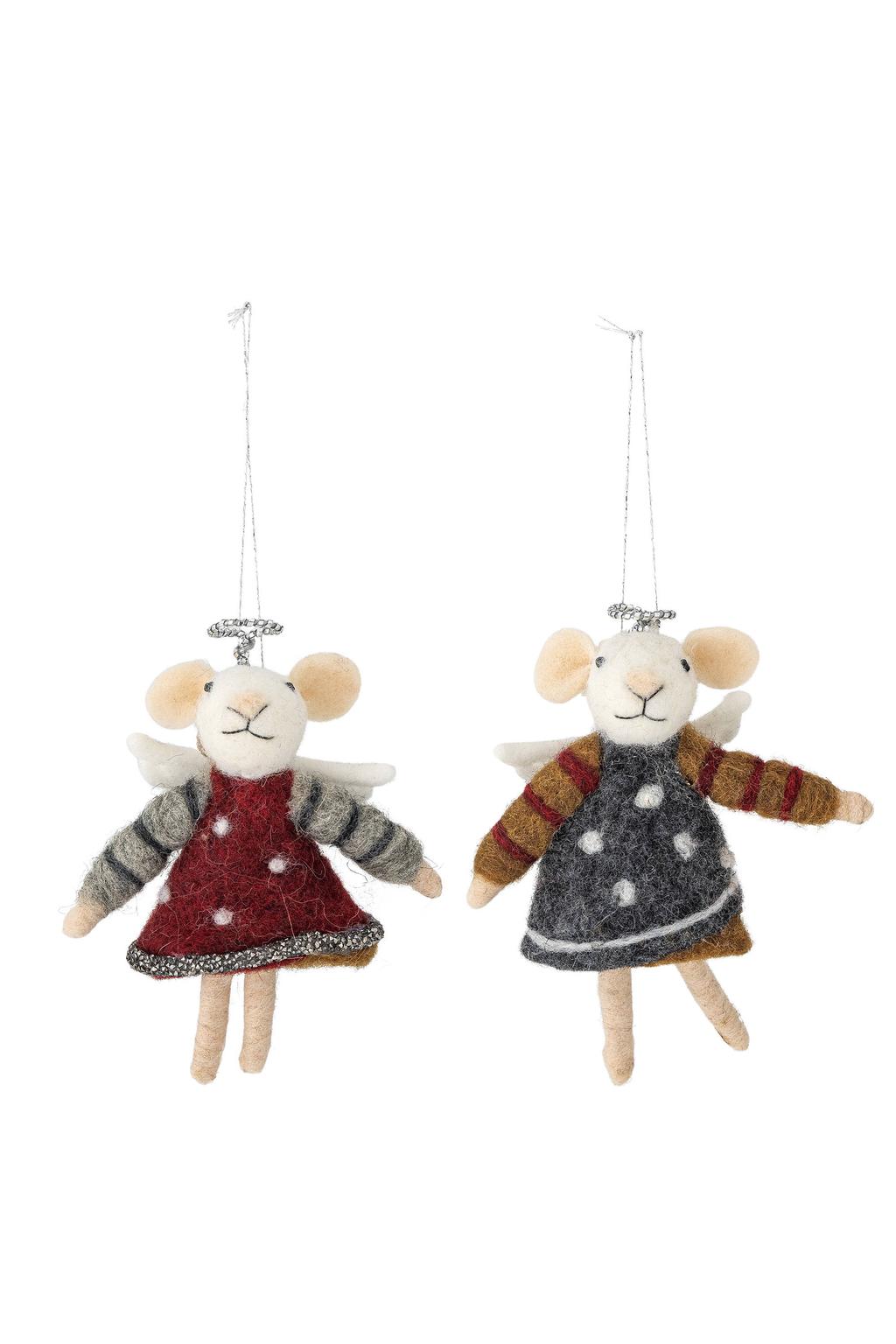 Bloomingville kersthanger wol muis (set van 2)