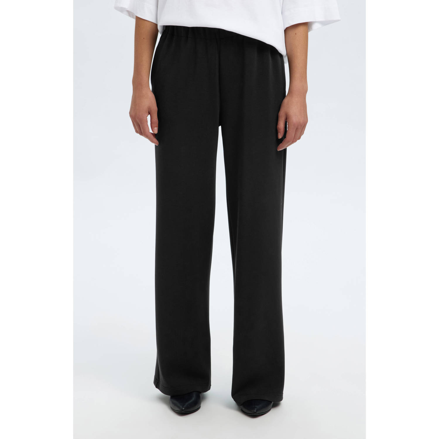 SELECTED FEMME straight high waist broek zwart