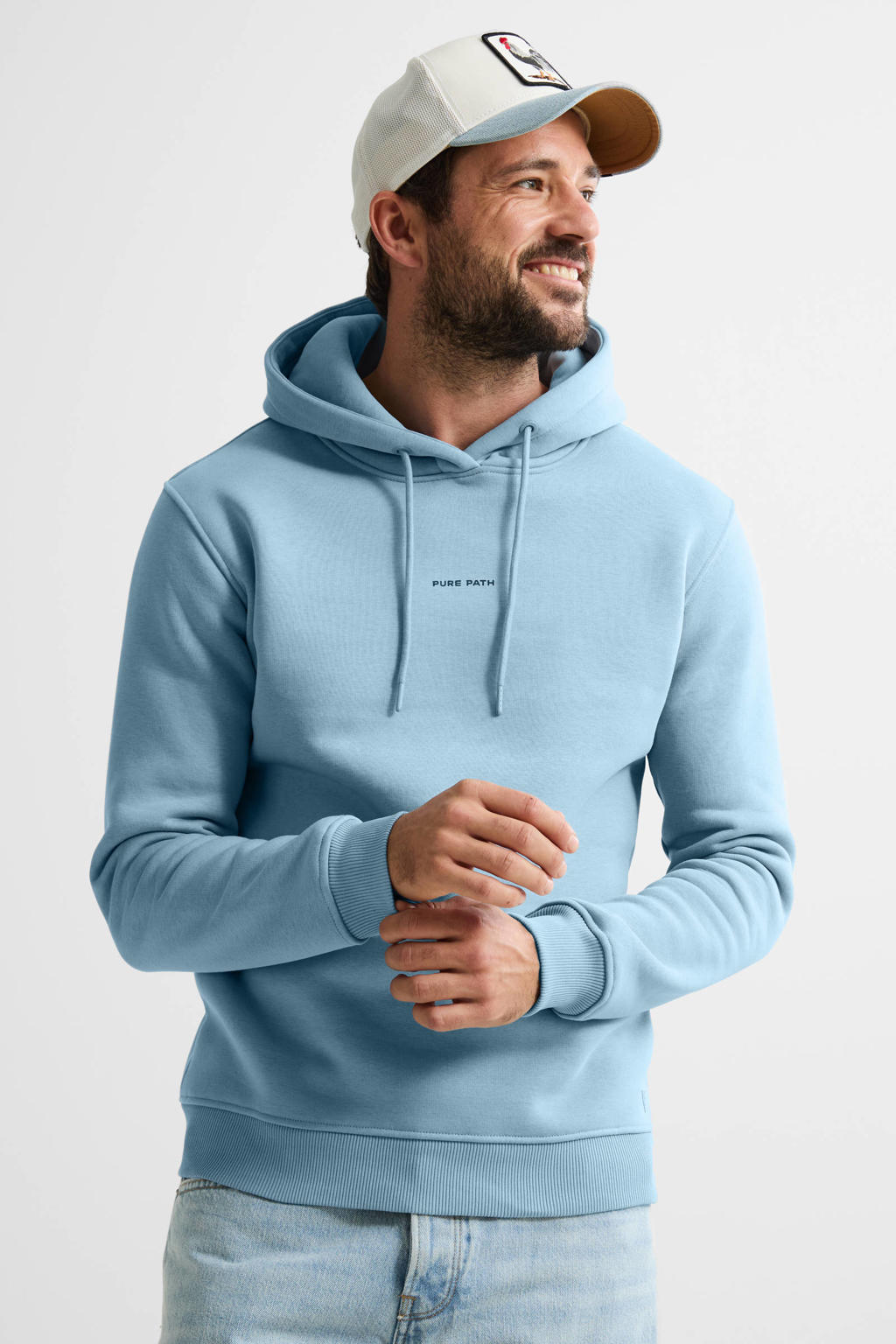 Pure Path hoodie met backprint lichtblauw | wehkamp
