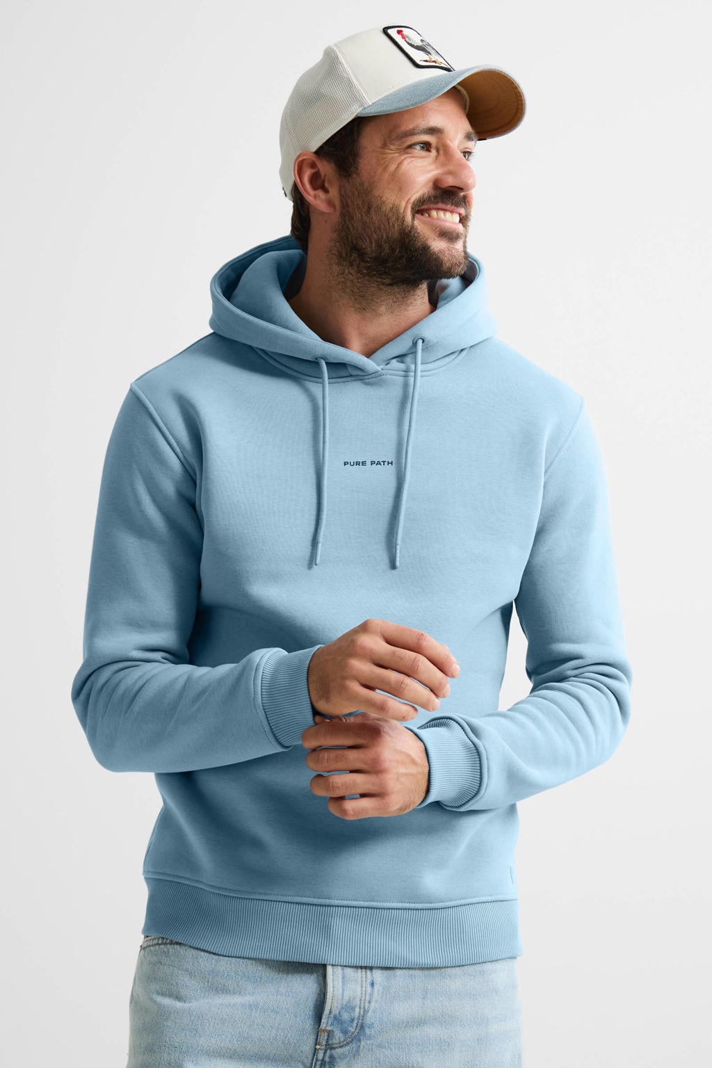 Pure Path hoodie met backprint lichtblauw | wehkamp