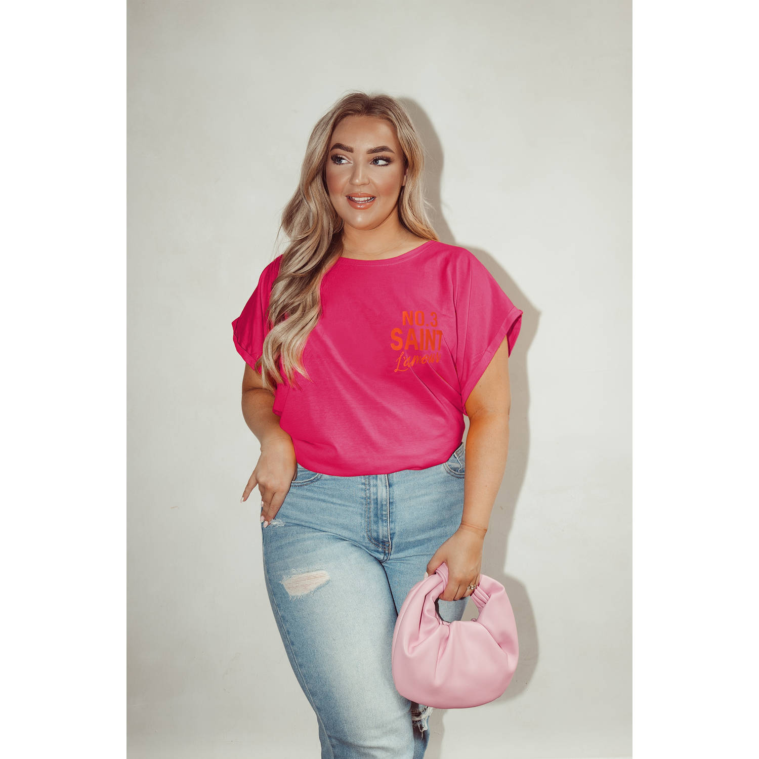 Pinned by K Curve T-shirt roze