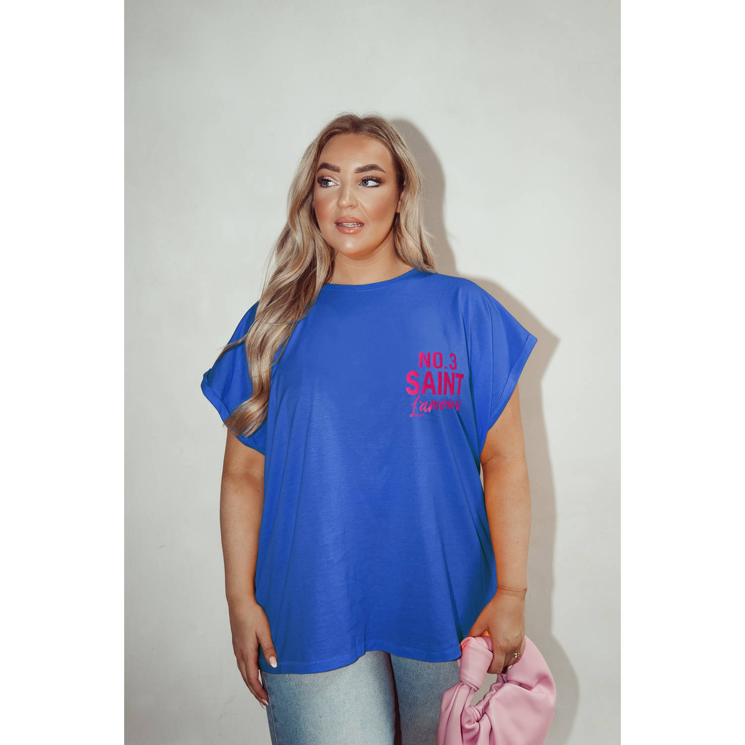 Pinned by K Curve T-shirt blauw