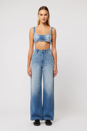 high waist wide leg jeans light blue denim