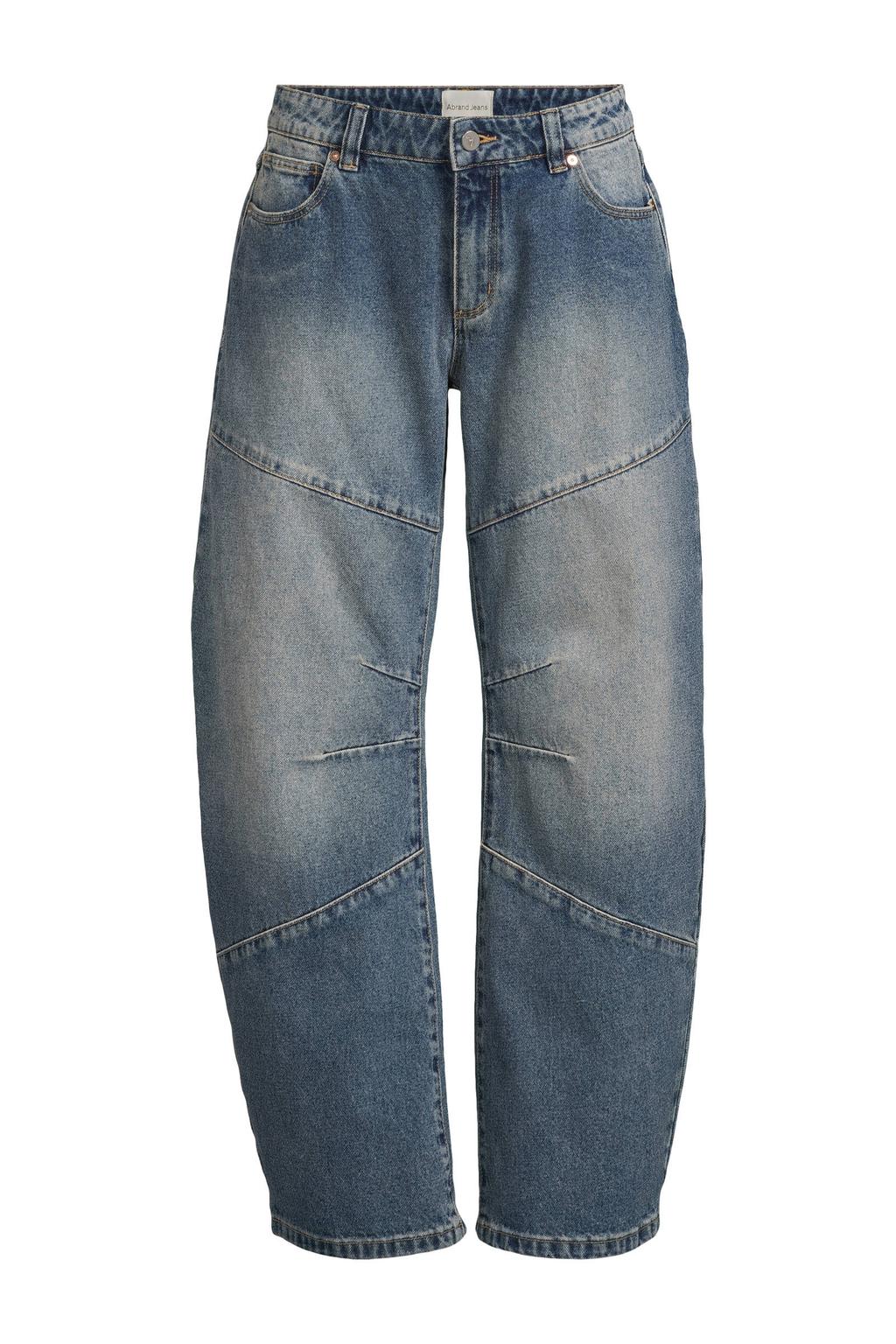 Medium blue denim dames Abrand Jeans barrel jeans van denim met regular waist, rits- en knoopsluiting en effen