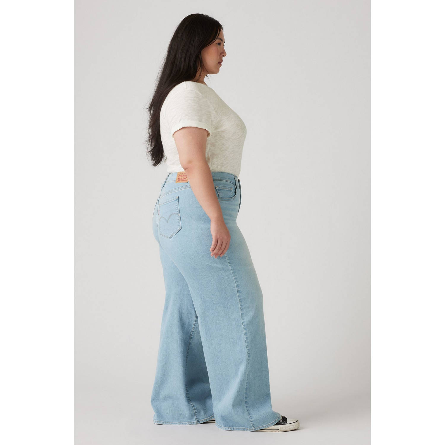 Levi's Plus high waist wide leg jeans light blue denim