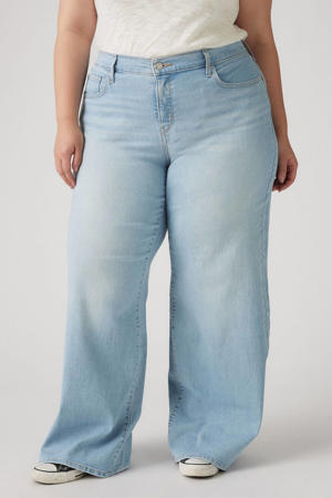 high waist wide leg jeans light blue denim