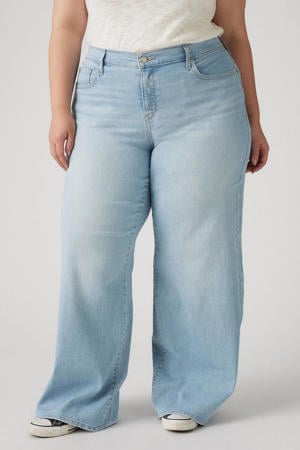 high waist wide leg jeans light blue denim