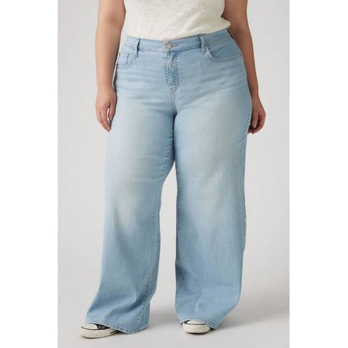 Levi's Plus high waist wide leg jeans light blue denim afbeelding
