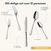thumbnail: Sola Bestekset Hollands Glad - 18/10 RVS  - 100 delig / 12 personen