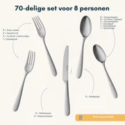 thumbnail: Sola Bestekset Nordica MAT - 18/10 RVS - 70 delig / 8 personen