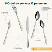 thumbnail: Sola Bestekset Fleurie - 18/10 RVS - 100 delig / 12 personen