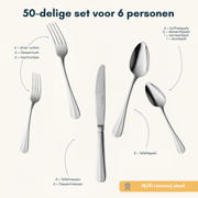 thumbnail: Sola Bestekset Hollands Glad - 18/10 RVS  - 50 delig / 6 personen