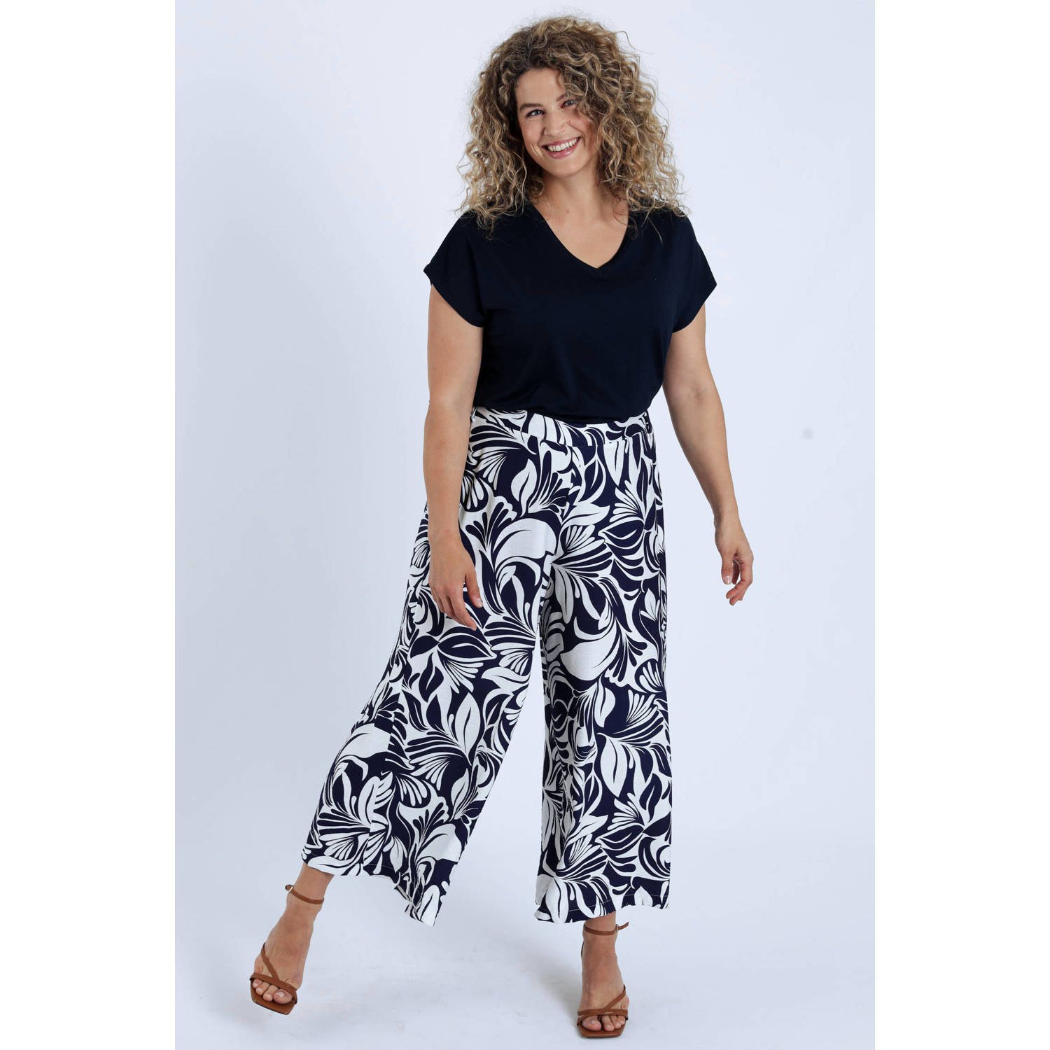 Paprika wide leg regular waist broek wit