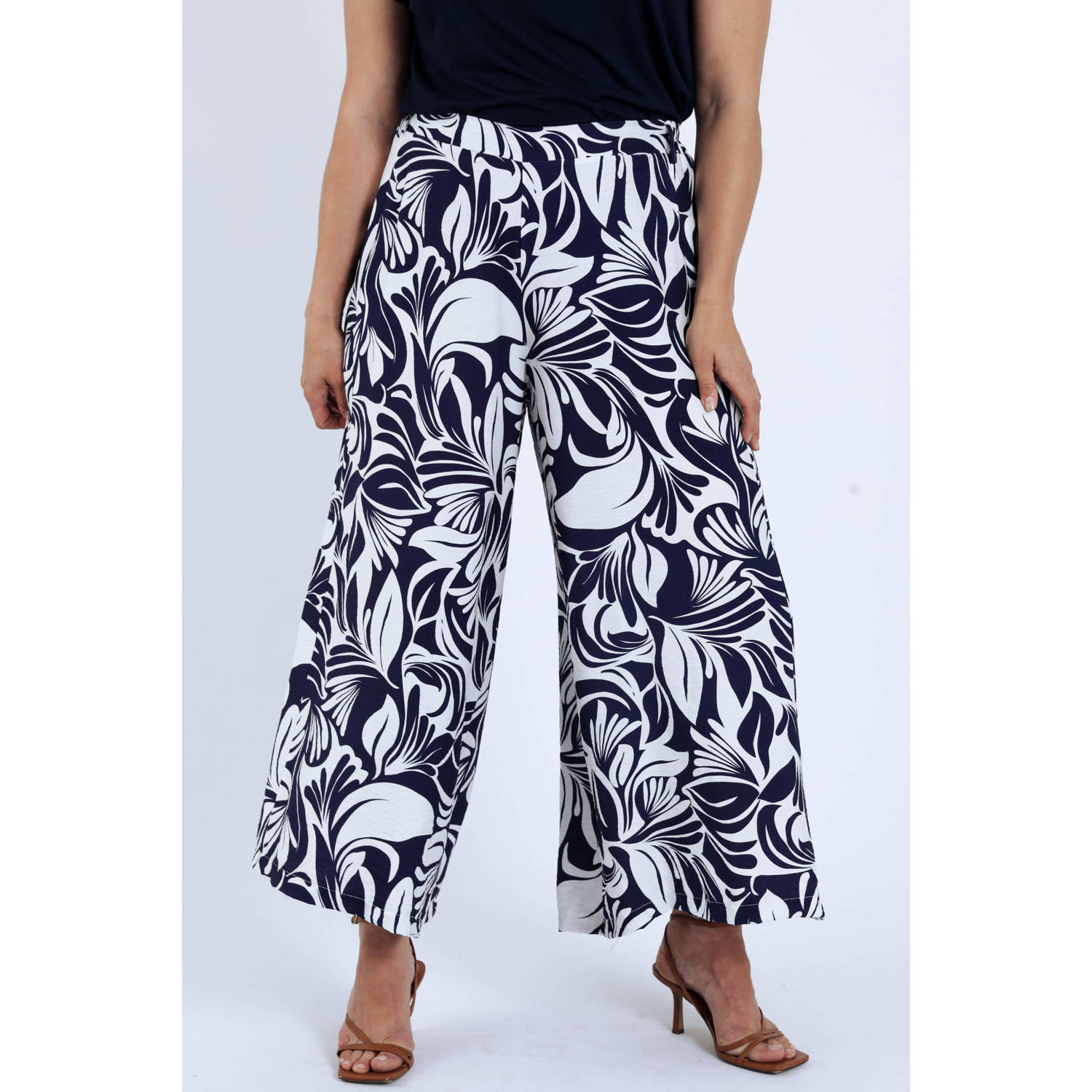 Paprika wide leg regular waist broek wit