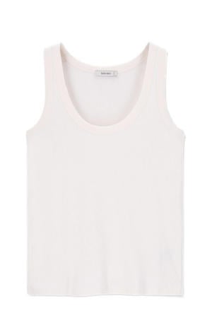 mouwloze top wit rib gebreid