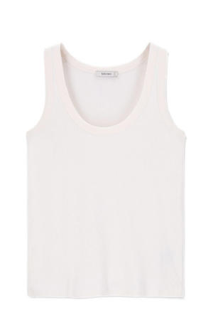 mouwloze top wit rib gebreid