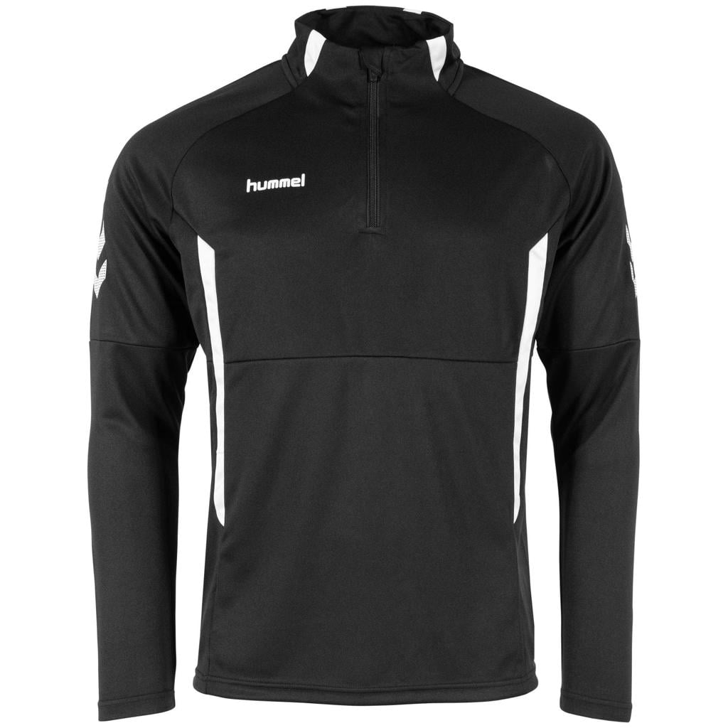 Zwarte heren hummel sportvest van polyester met lange mouwen en opstaande kraag