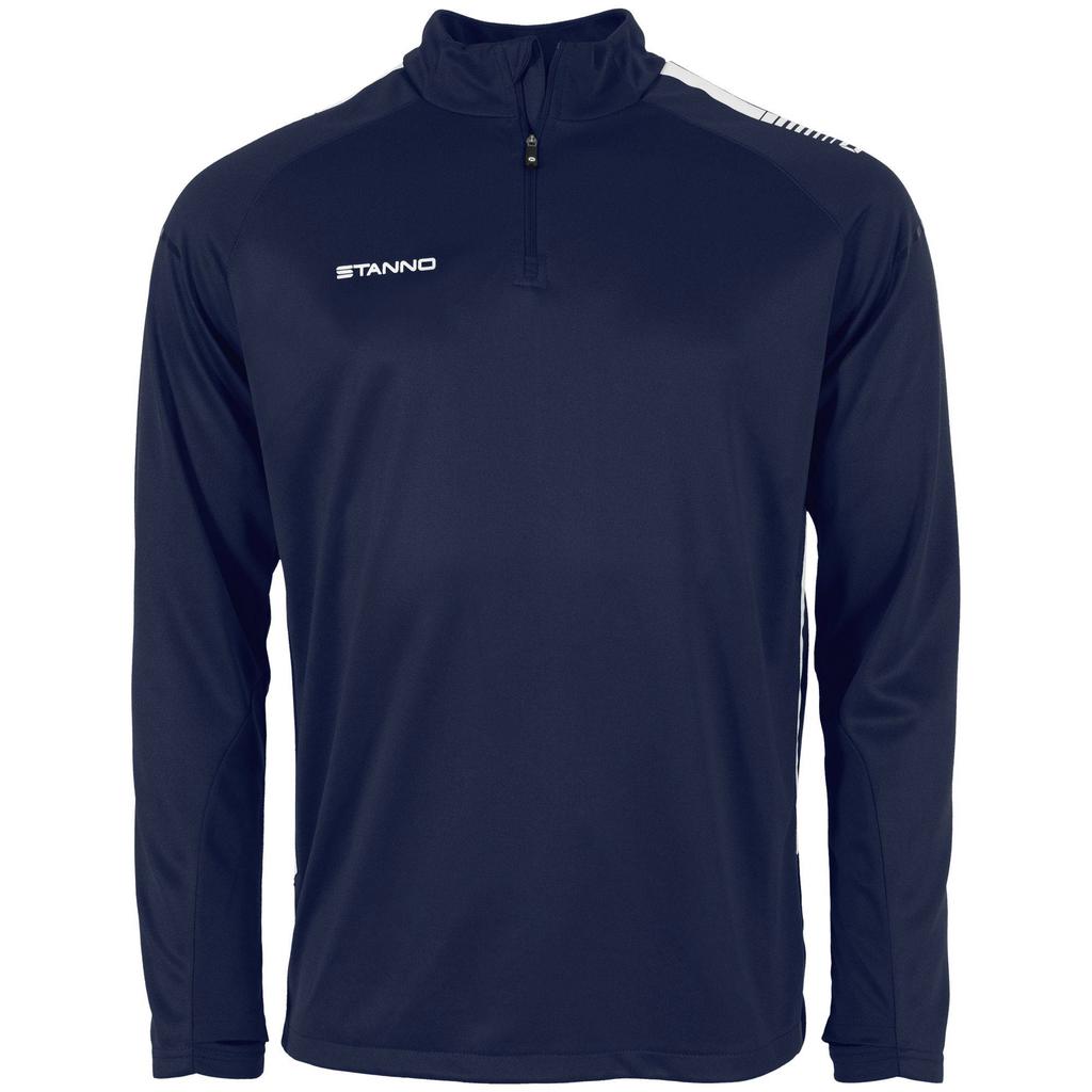 Donkerblauw en witte jongens en meisjes Stanno sportvest van polyester met lange mouwen en opstaande kraag